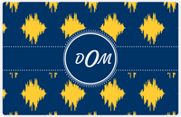 Thumbnail for Personalized Montauk Placemat - Navy and Mustard - Navy Circle Frame with Ribbon -  View