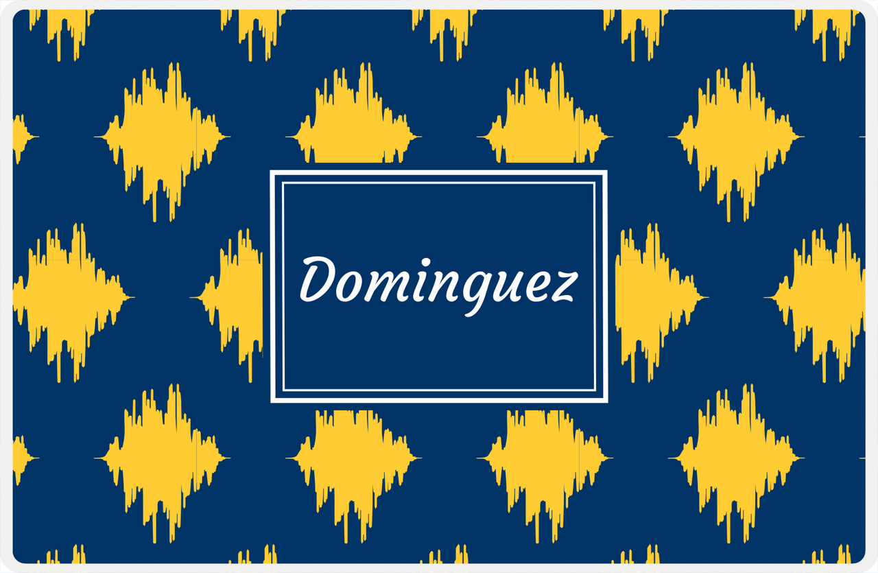 Personalized Montauk Placemat - Navy and Mustard - Navy Rectangle Frame -  View