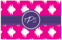 Thumbnail for Personalized Montauk Placemat - Hot Pink and White - Indigo Circle Frame with Ribbon -  View