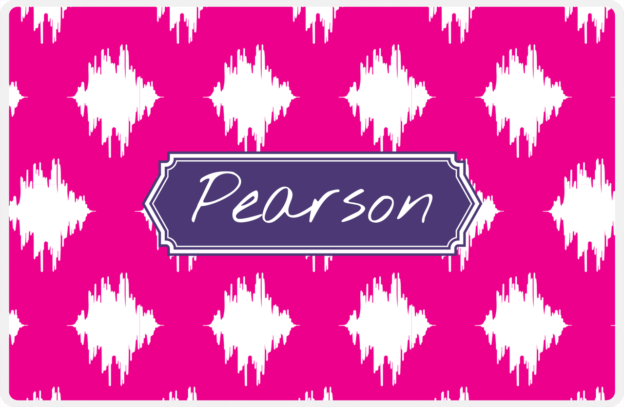 Personalized Montauk Placemat - Hot Pink and White - Indigo Decorative Rectangle Frame -  View