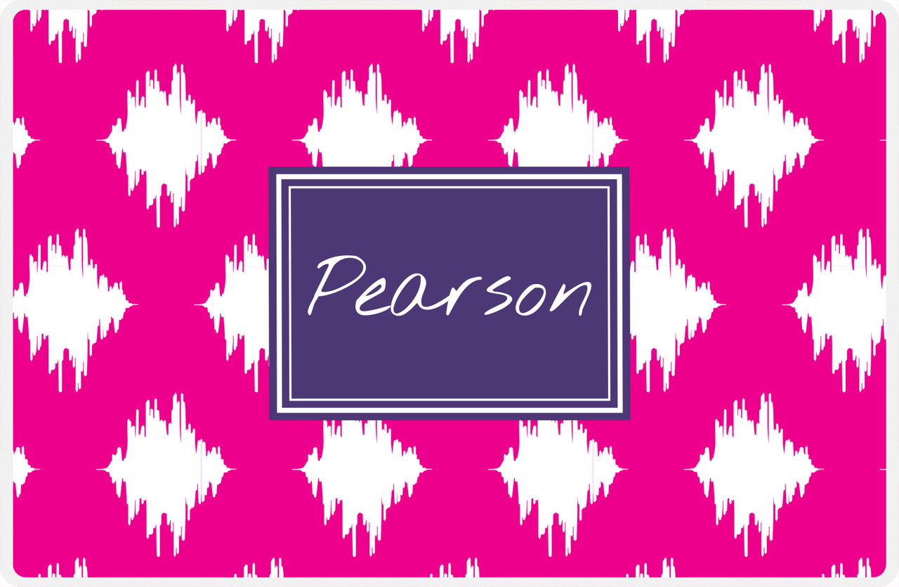 Personalized Montauk Placemat - Hot Pink and White - Indigo Rectangle Frame -  View