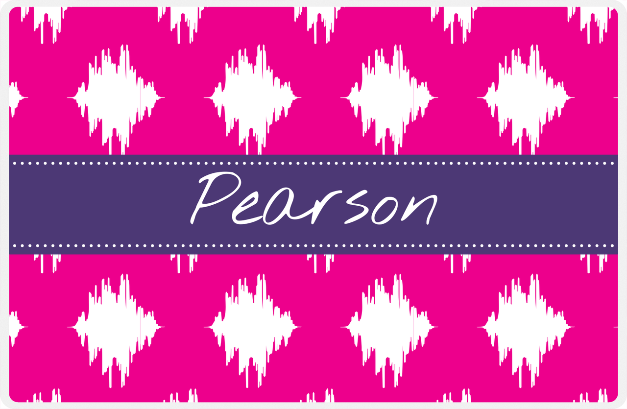 Personalized Montauk Placemat - Hot Pink and White - Indigo Ribbon Frame -  View