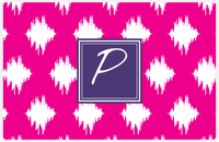 Thumbnail for Personalized Montauk Placemat - Hot Pink and White - Indigo Square Frame -  View