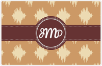Thumbnail for Personalized Montauk Placemat - Light Brown and Champagne - Brown Circle Frame with Ribbon -  View