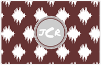 Thumbnail for Personalized Montauk Placemat - Brown and White - Light Grey Circle Frame -  View