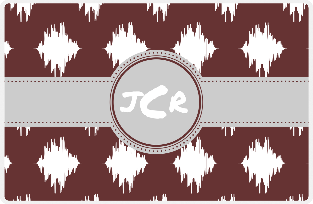 Personalized Montauk Placemat - Brown and White - Light Grey Circle Frame with Ribbon -  View