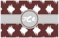 Thumbnail for Personalized Montauk Placemat - Brown and White - Light Grey Circle Frame with Ribbon -  View