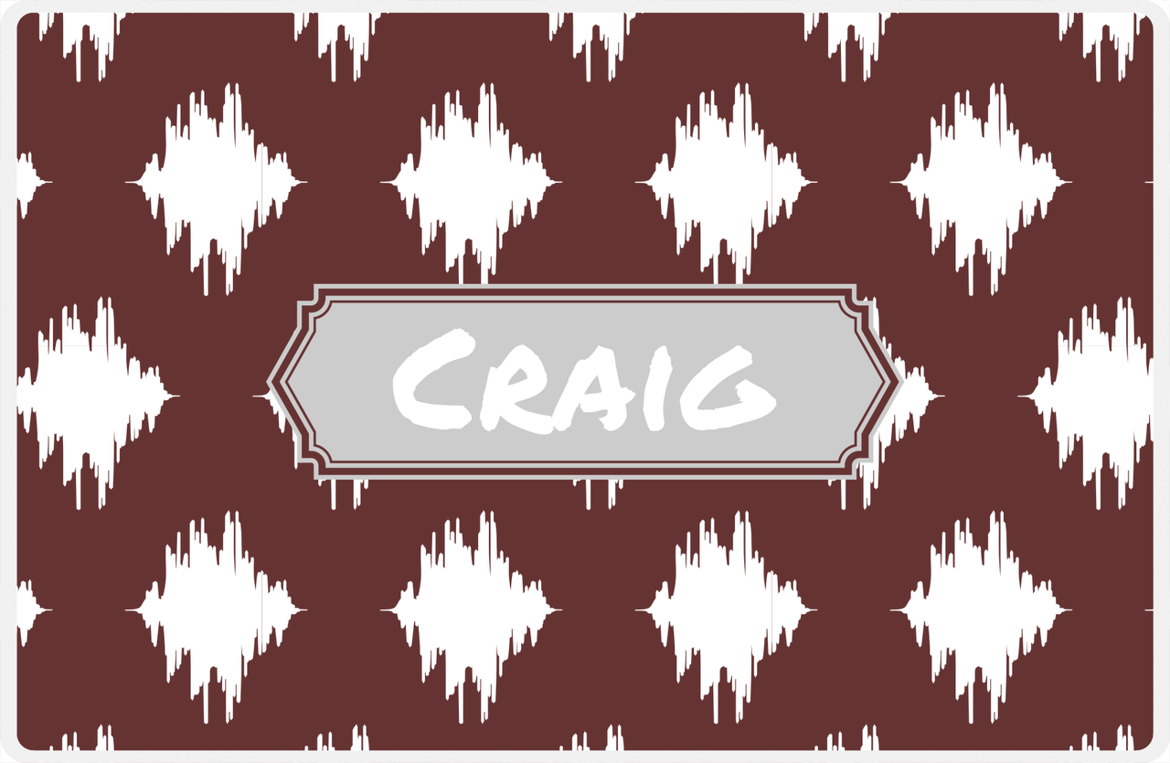 Personalized Montauk Placemat - Brown and White - Light Grey Decorative Rectangle Frame -  View