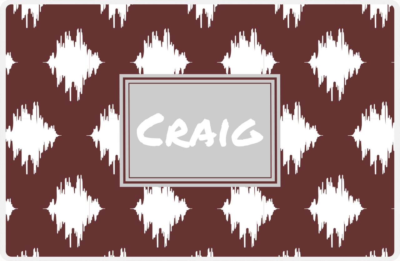 Personalized Montauk Placemat - Brown and White - Light Grey Rectangle Frame -  View