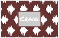 Thumbnail for Personalized Montauk Placemat - Brown and White - Light Grey Rectangle Frame -  View