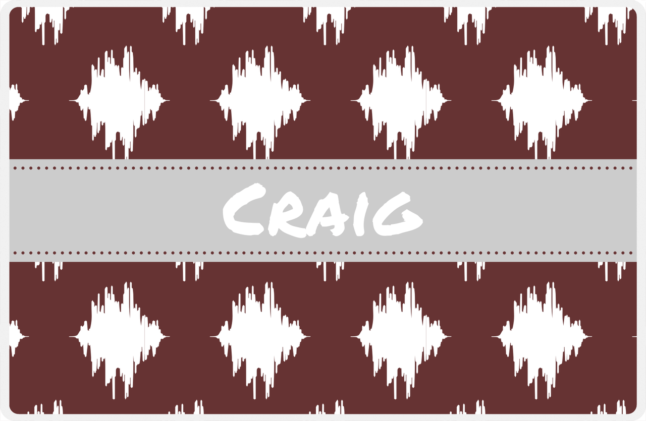 Personalized Montauk Placemat - Brown and White - Light Grey Ribbon Frame -  View