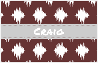 Thumbnail for Personalized Montauk Placemat - Brown and White - Light Grey Ribbon Frame -  View