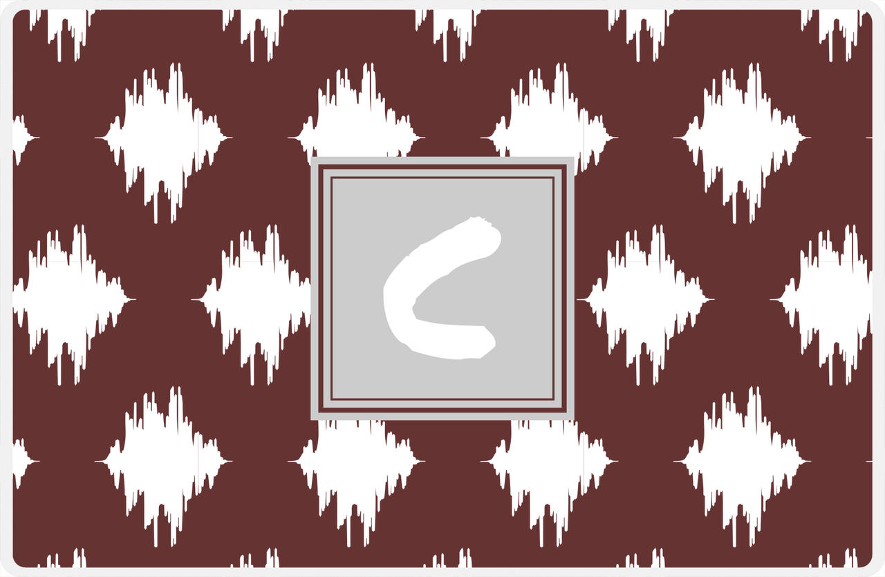 Personalized Montauk Placemat - Brown and White - Light Grey Square Frame -  View