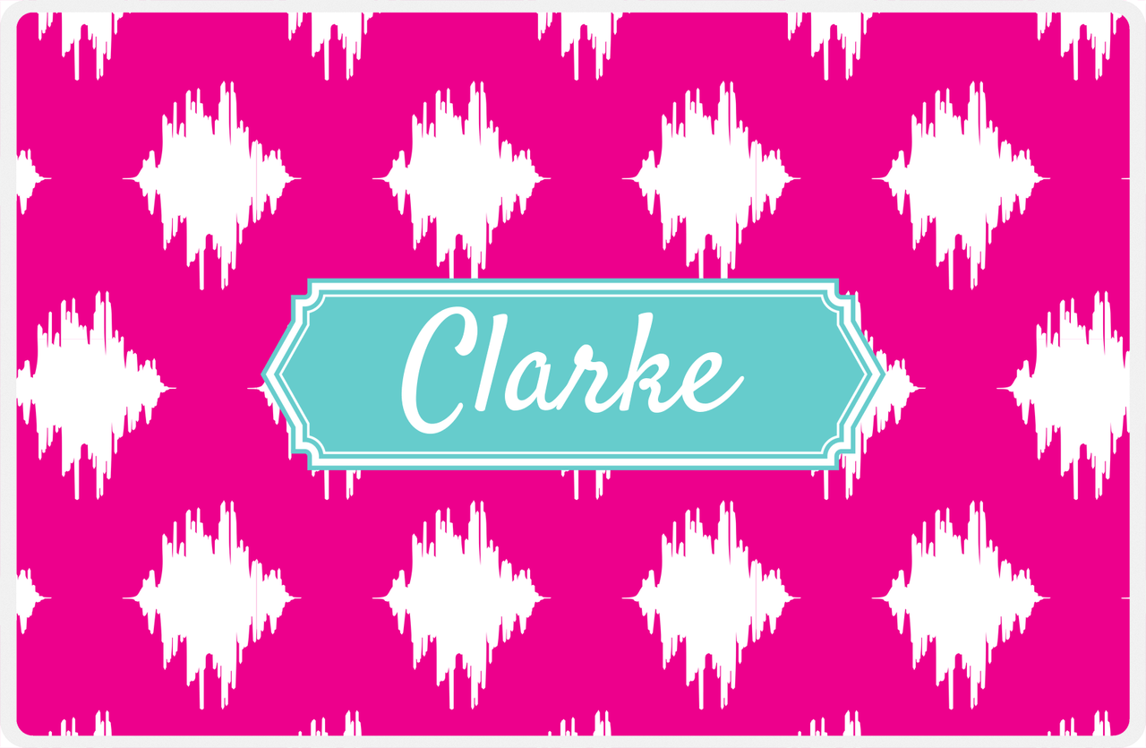 Personalized Montauk Placemat - Hot Pink and White - Viking Blue Decorative Rectangle Frame -  View