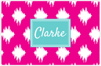 Thumbnail for Personalized Montauk Placemat - Hot Pink and White - Viking Blue Rectangle Frame -  View