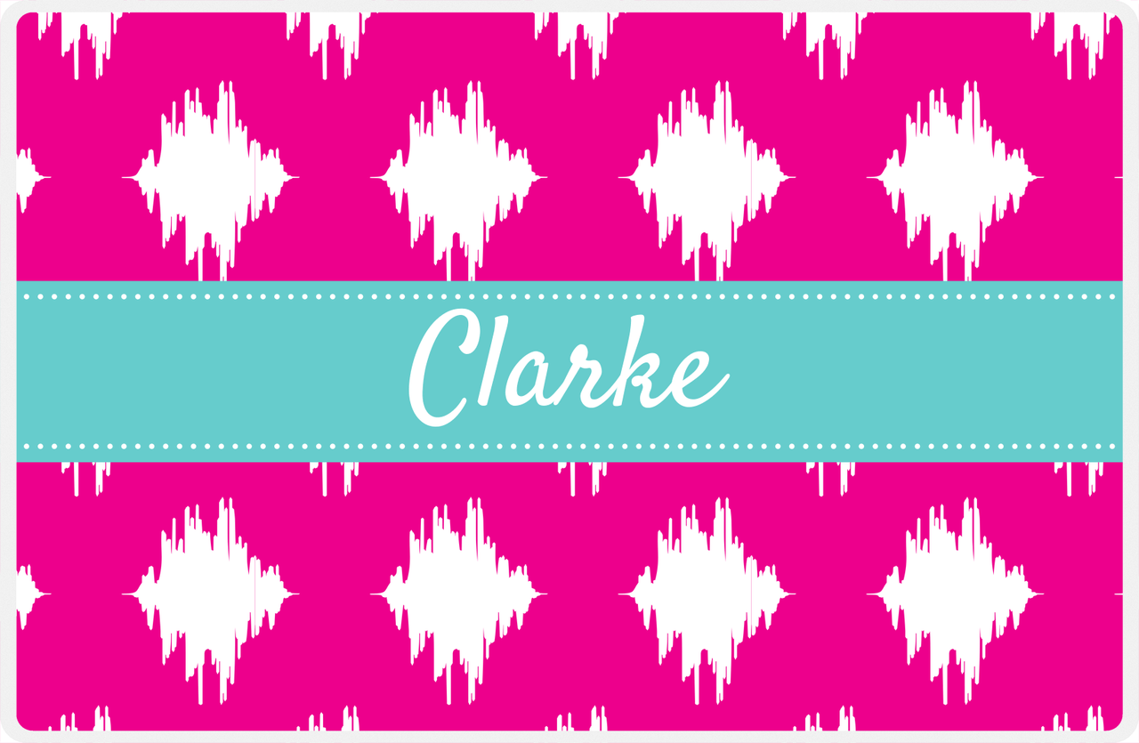Personalized Montauk Placemat - Hot Pink and White - Viking Blue Ribbon Frame -  View