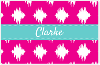 Thumbnail for Personalized Montauk Placemat - Hot Pink and White - Viking Blue Ribbon Frame -  View