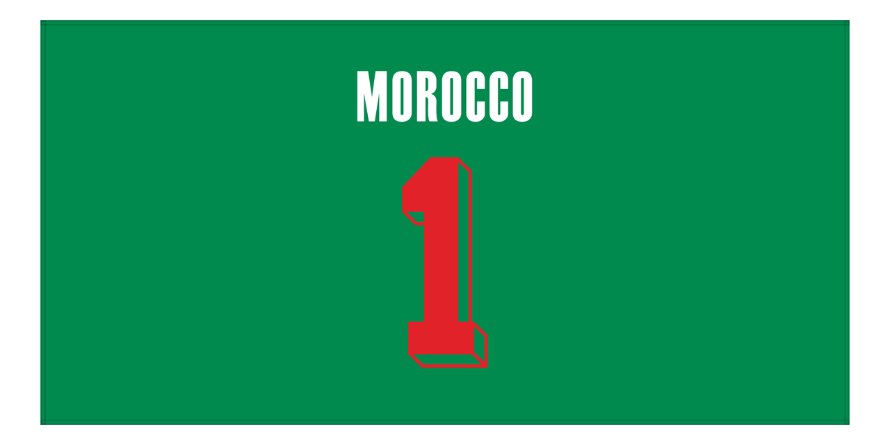 Personalized Morocco Jersey Number Beach Towel - Green - Front View