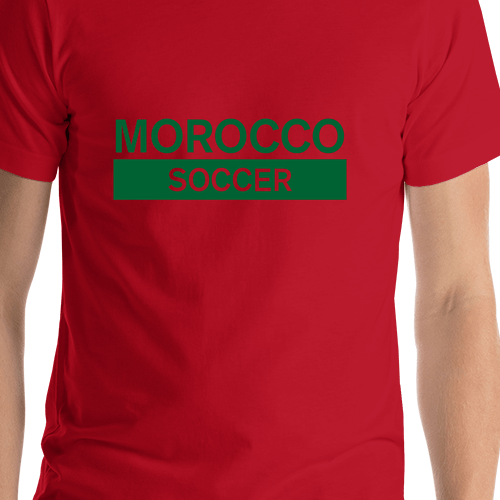 Morocco Soccer T-Shirt - Red - Shirt Close-Up View