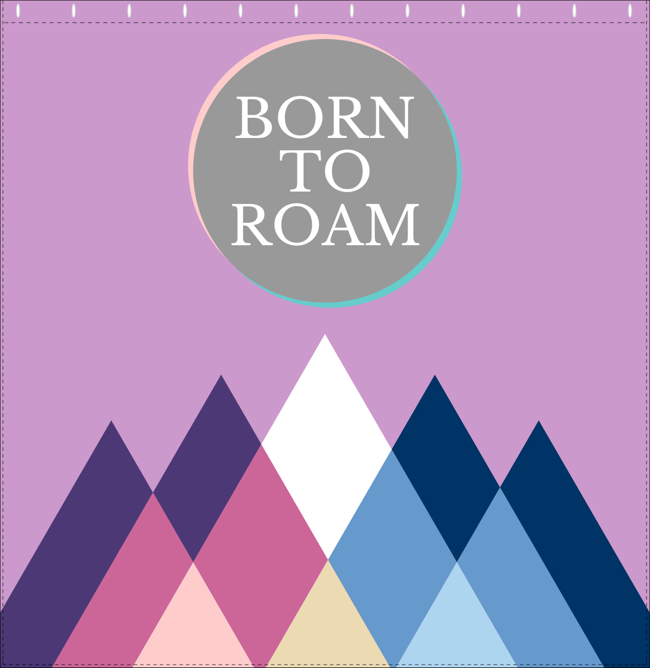 Personalized Mountain Range Shower Curtain - Purple Background - Born To Roam - Decorate View