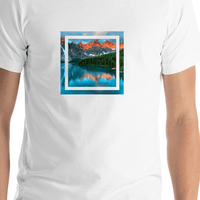 Thumbnail for Mountain River T-Shirt - White - Shirt Close-Up View