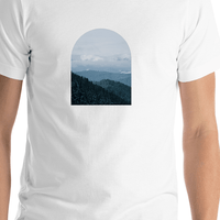 Thumbnail for Mountain Forest T-Shirt - White - Shirt Close-Up View