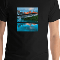 Thumbnail for Mountain River T-Shirt - Black - Shirt Close-Up View
