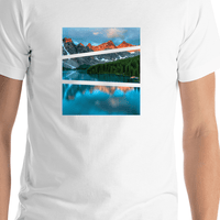 Thumbnail for Mountain River T-Shirt - White - Shirt Close-Up View