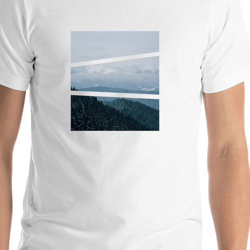 Mountain Trees T-Shirt - White - Shirt Close-Up View