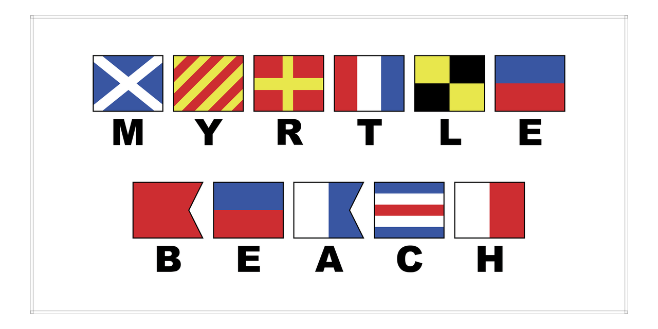 Myrtle Beach Nautical Flags Beach Towel - Front View