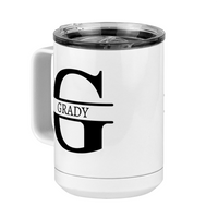 Thumbnail for Personalized Name & Initial Coffee Mug Tumbler with Handle (15 oz) - Front Left View