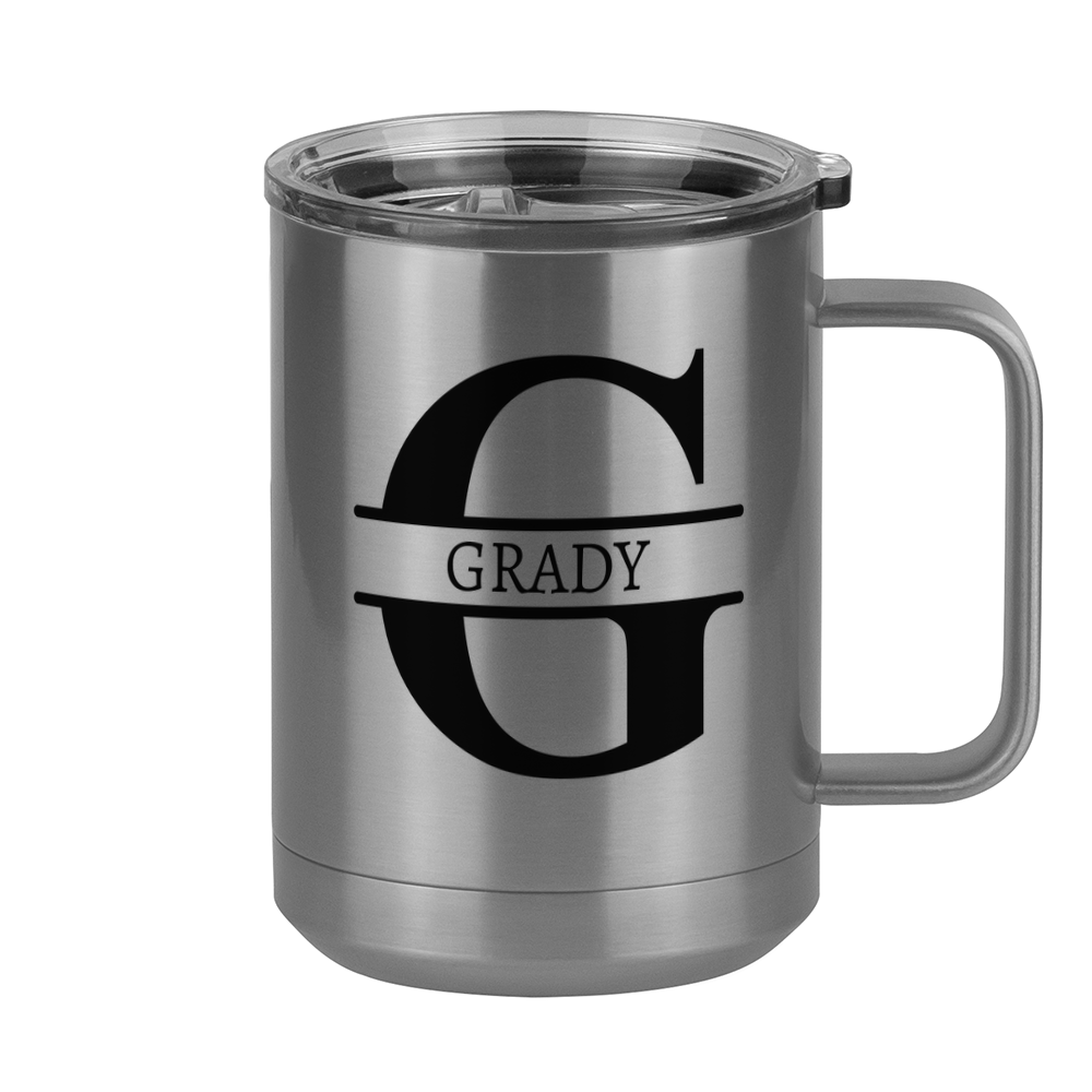 Personalized Name & Initial Coffee Mug Tumbler with Handle (15 oz) - Right View