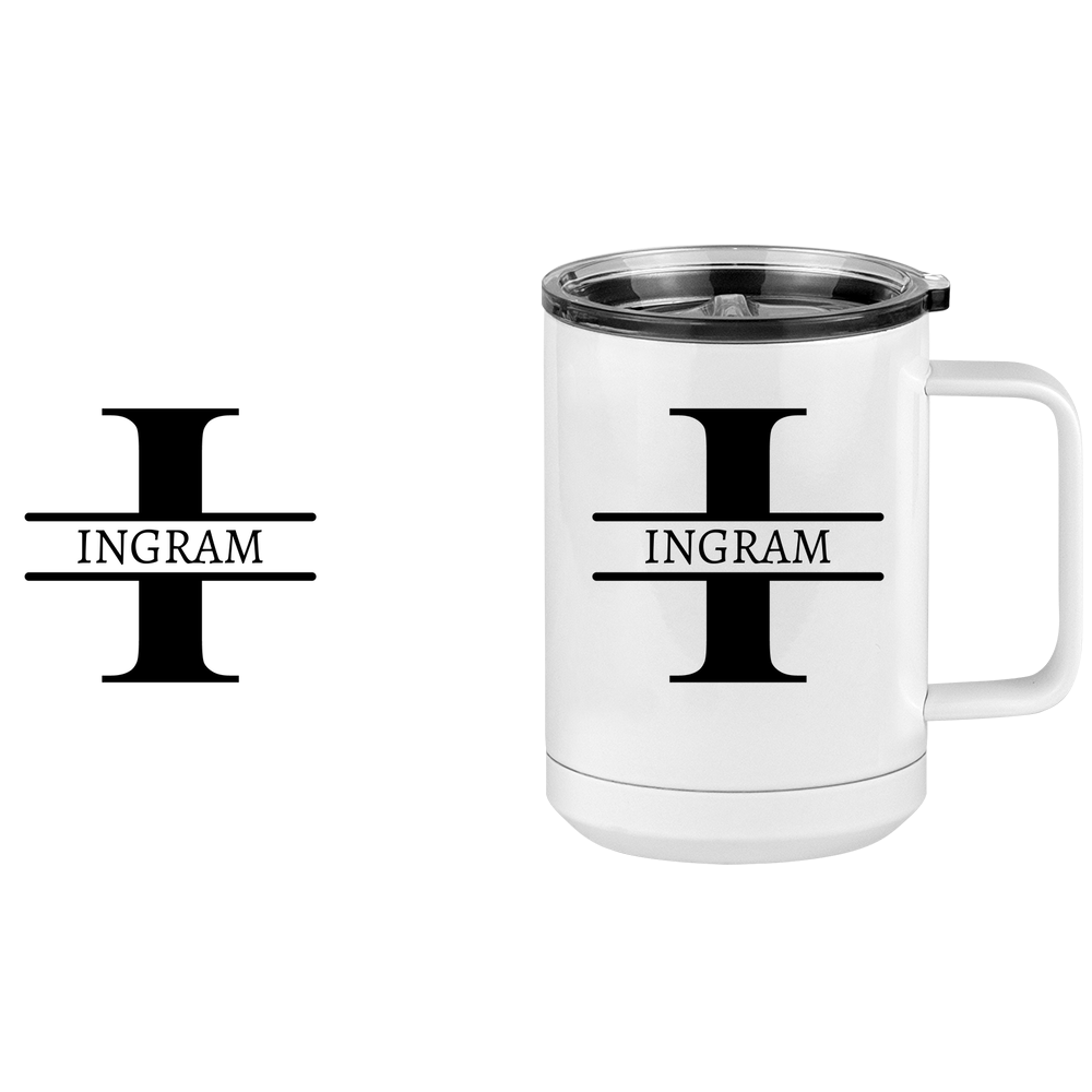 Personalized Name & Initial Coffee Mug Tumbler with Handle (15 oz) - Design View