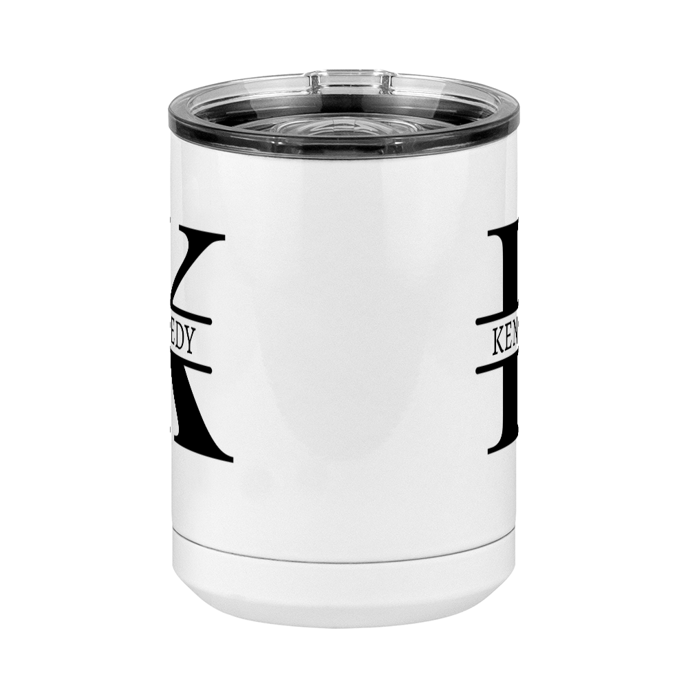 Personalized Name & Initial Coffee Mug Tumbler with Handle (15 oz) - Front View