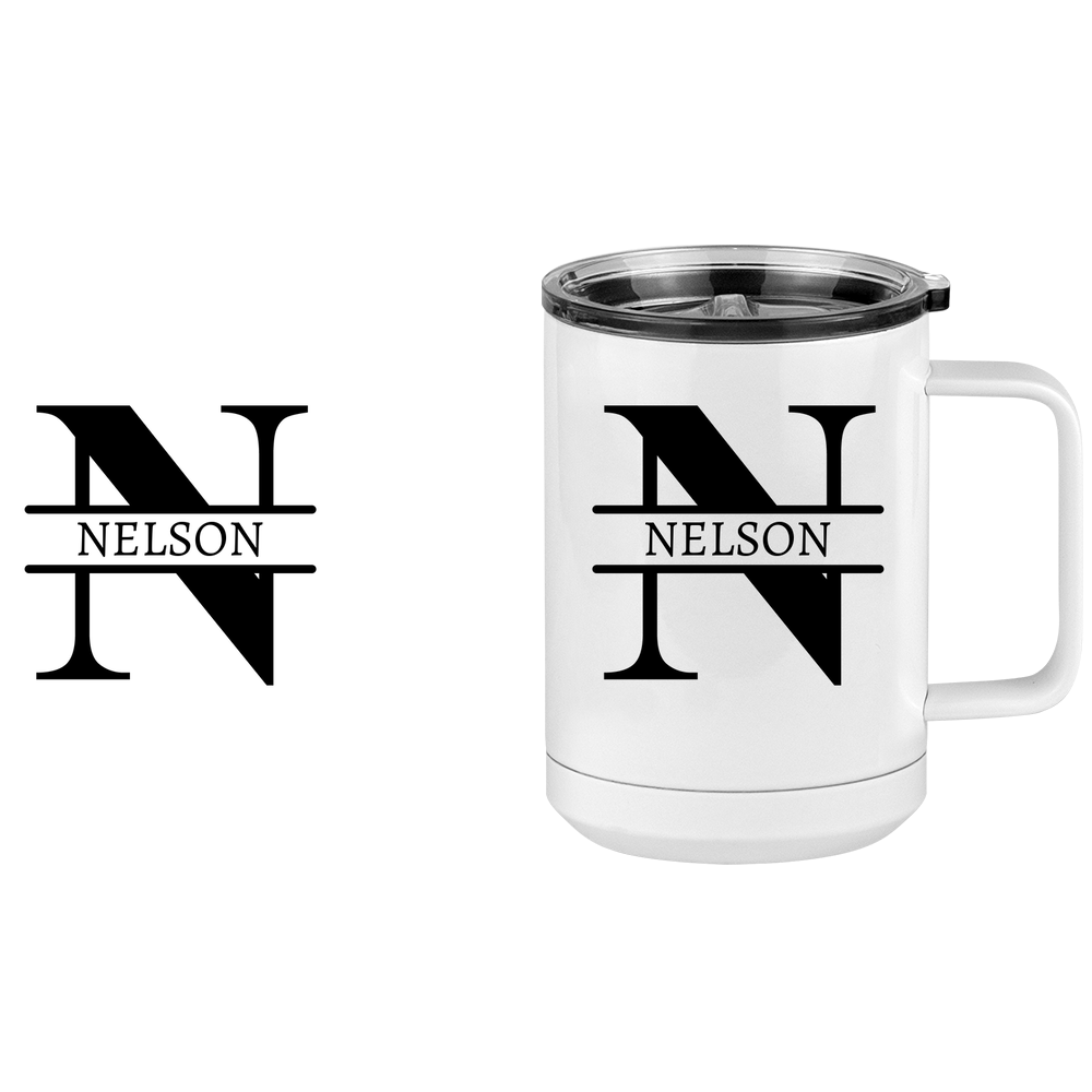 Personalized Name & Initial Coffee Mug Tumbler with Handle (15 oz) - Design View
