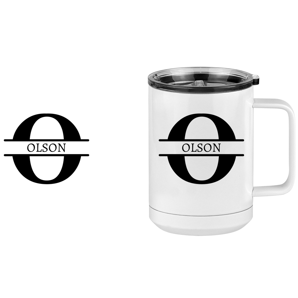 Personalized Name & Initial Coffee Mug Tumbler with Handle (15 oz) - Design View