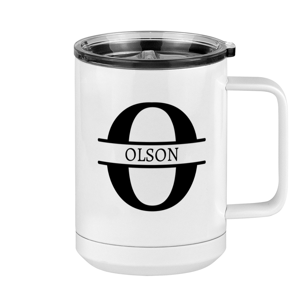 Personalized Name & Initial Coffee Mug Tumbler with Handle (15 oz) - Right View