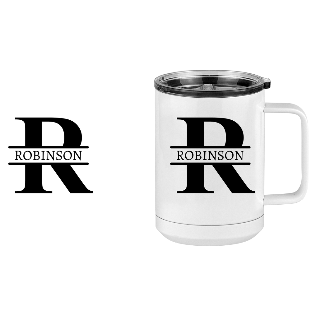 Personalized Name & Initial Coffee Mug Tumbler with Handle (15 oz) - Design View