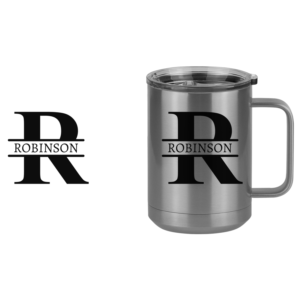Personalized Name & Initial Coffee Mug Tumbler with Handle (15 oz) - Design View