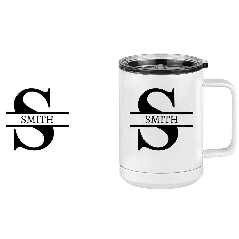 Personalized Name & Initial Coffee Mug Tumbler with Handle (15 oz) - Design View
