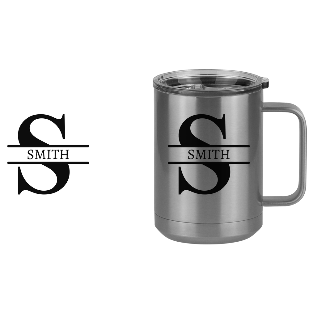 Personalized Name & Initial Coffee Mug Tumbler with Handle (15 oz) - Design View