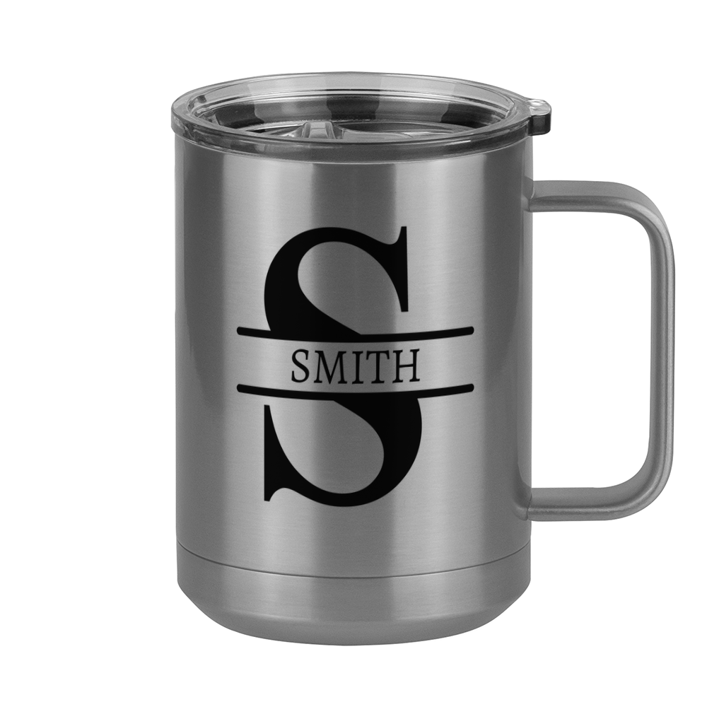 Personalized Name & Initial Coffee Mug Tumbler with Handle (15 oz) - Right View