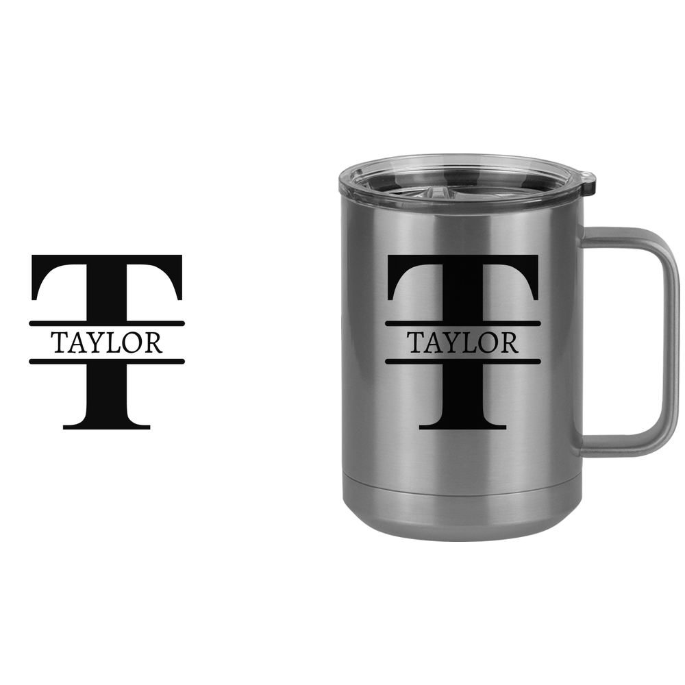 Personalized Name & Initial Coffee Mug Tumbler with Handle (15 oz) - Design View