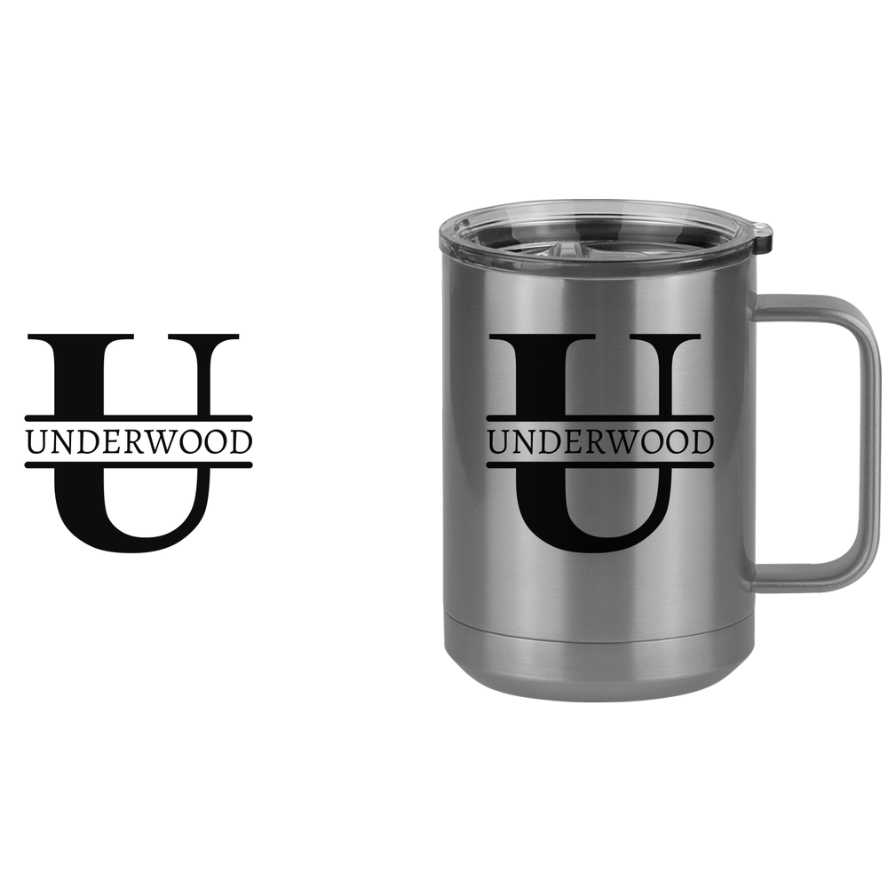 Personalized Name & Initial Coffee Mug Tumbler with Handle (15 oz) - Design View