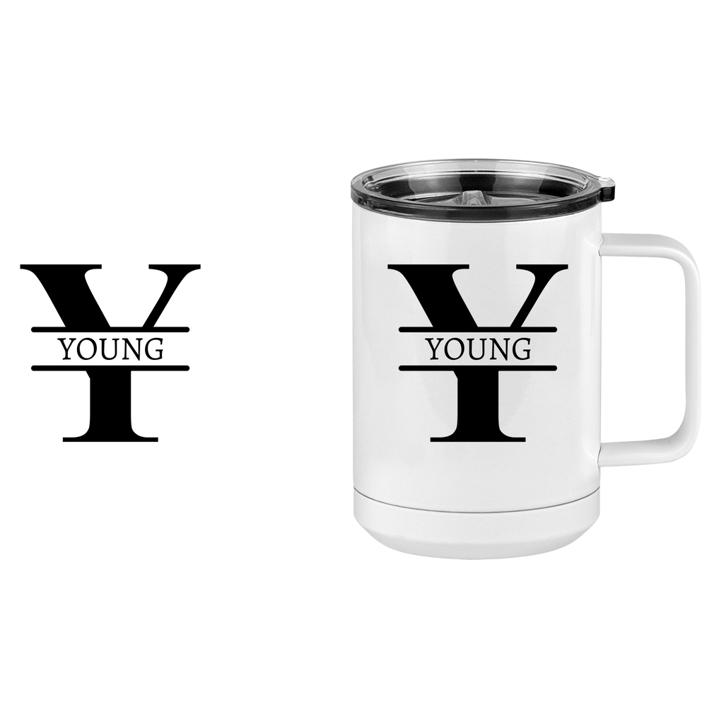 Personalized Name & Initial Coffee Mug Tumbler with Handle (15 oz) - Design View