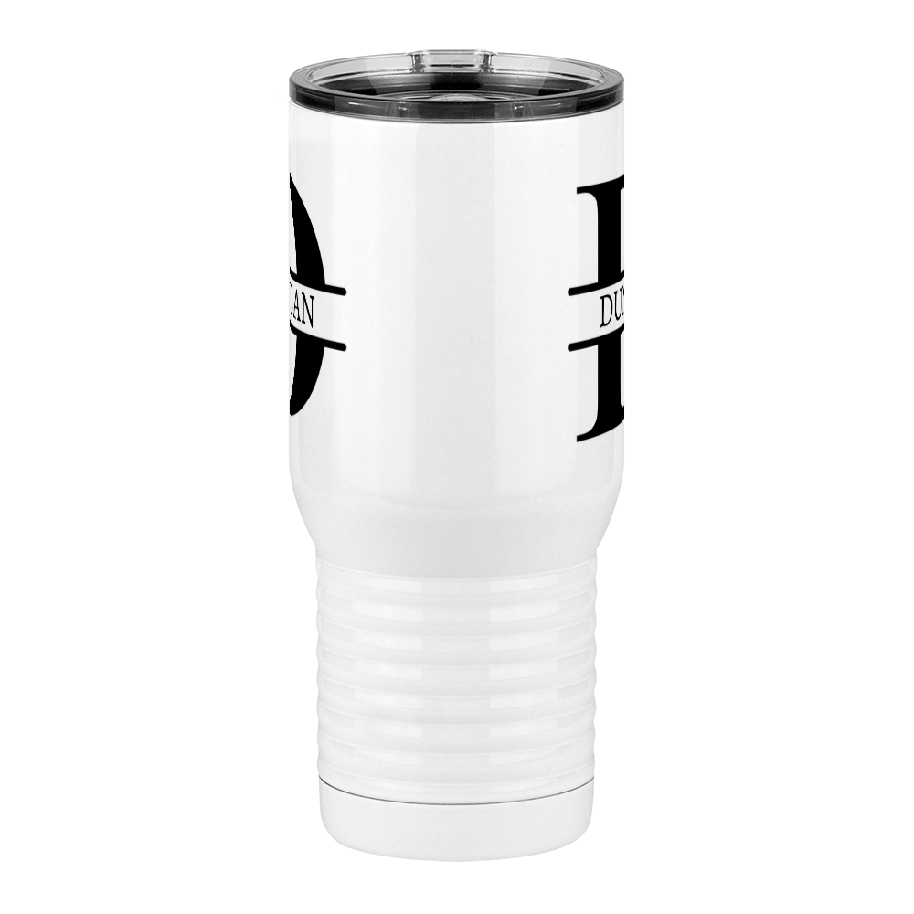 Personalized Name & Initial Travel Coffee Mug Tumbler with Handle (20 oz) - Front View