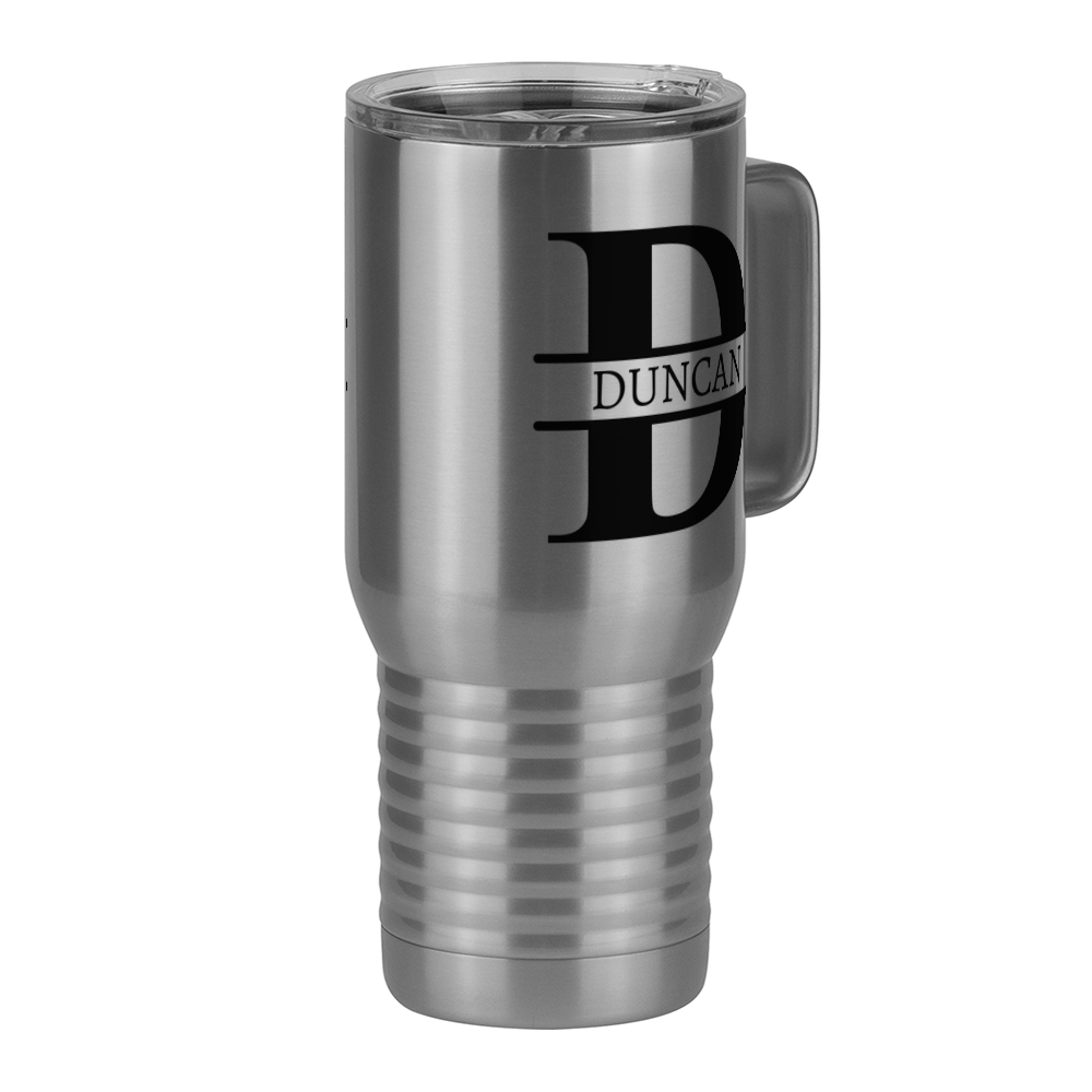 Personalized Name & Initial Travel Coffee Mug Tumbler with Handle (20 oz) - Front Right View