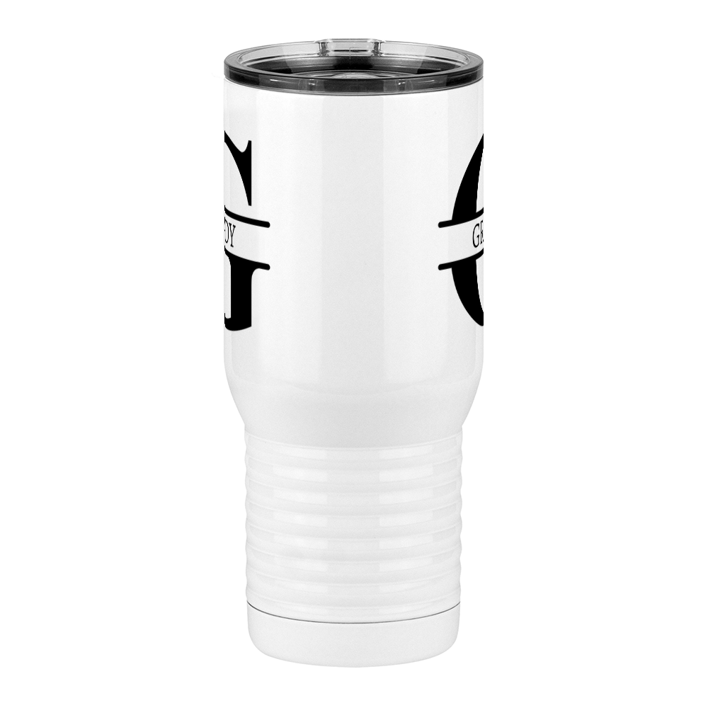 Personalized Name & Initial Travel Coffee Mug Tumbler with Handle (20 oz) - Front View