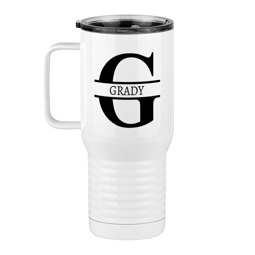 Personalized Name & Initial Travel Coffee Mug Tumbler with Handle (20 oz) - Left View