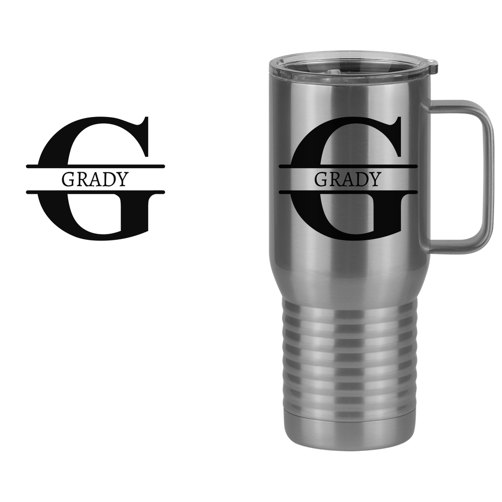 Personalized Name & Initial Travel Coffee Mug Tumbler with Handle (20 oz) - Design View